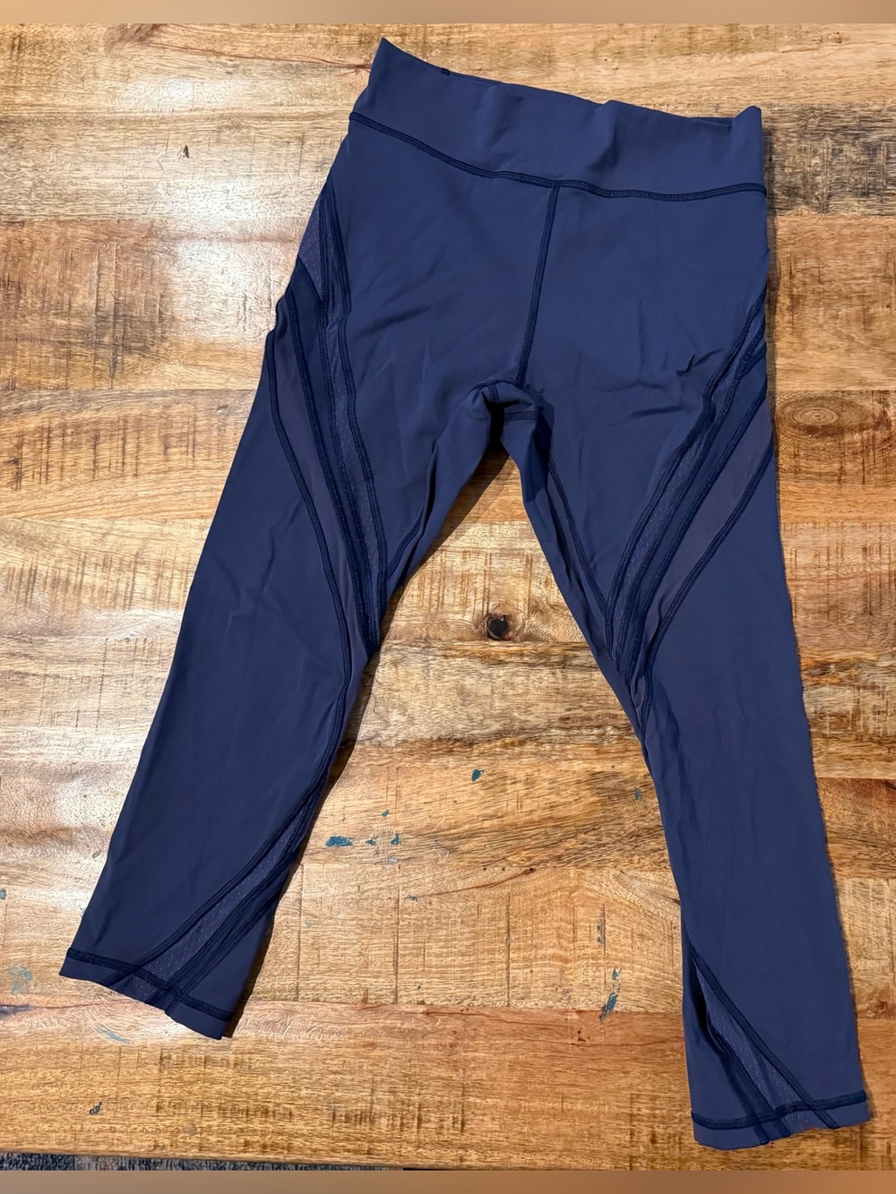 Lululemon Never Still Crop 21” Cadet Blue Mesh Leggings Size 8